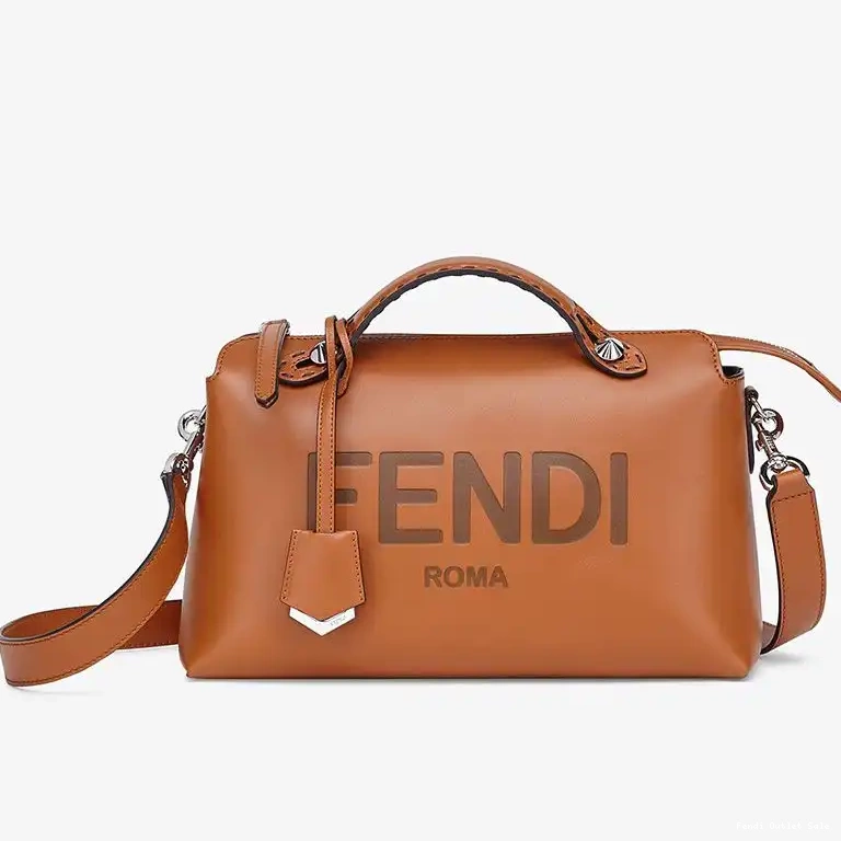 Cheap Leather Way Boston ROMA In The Bag By Medium Brown Fendi Logo Calf 0601
